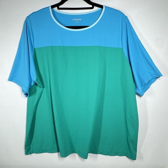 Lands End Short Sleeve Cover-Up Swim Tee 2X 20W - 22W Rash Guard 521452 - Picture 1 of 5